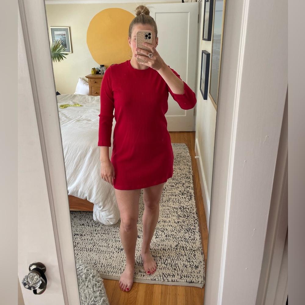 Reformation red ribbed mini dress